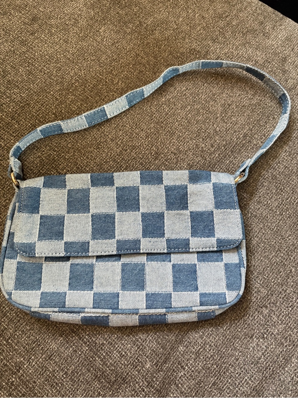 Forever 21 Blue Checkerboard Denim Shoulder Bag